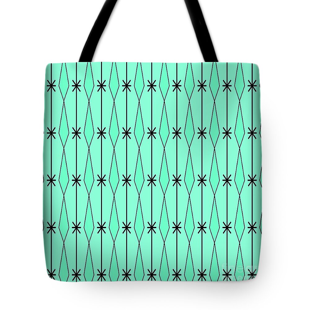 Mid Century Modern Tote Bag featuring the digital art Diamonds in Aqua by Donna Mibus
