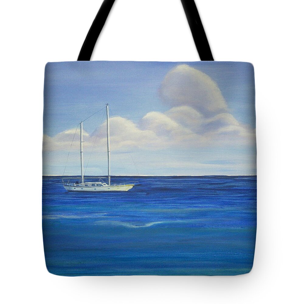 Sailboat Tote Bag featuring the painting Pine Island Sailboat by Nancy Nuce