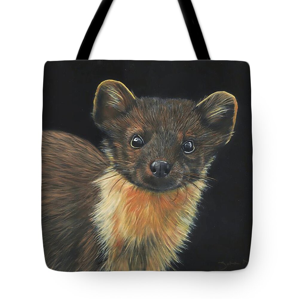 Pine Marten Tote Bag featuring the painting Pine Marten by John Neeve