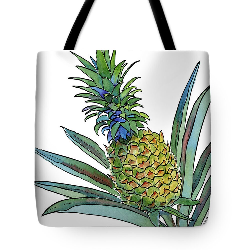Pineapple Tote Bag featuring the painting Pineapple by Diane Thornton