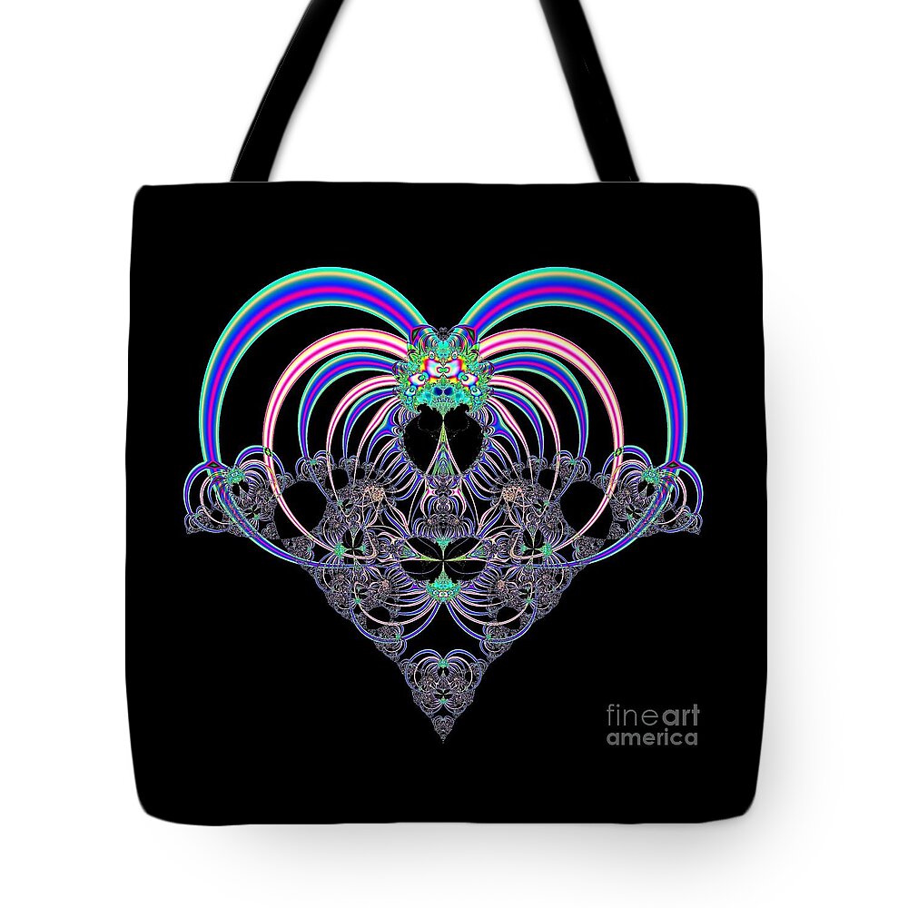 Hearts Tote Bag featuring the digital art Pink and Blue Heart Fractal 82 by Rose Santuci-Sofranko