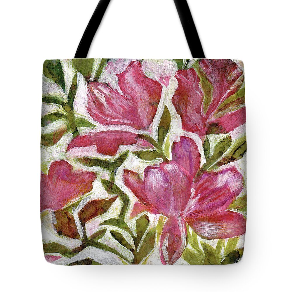 Pink Tote Bag featuring the painting Pink Azaleas by Julie Maas