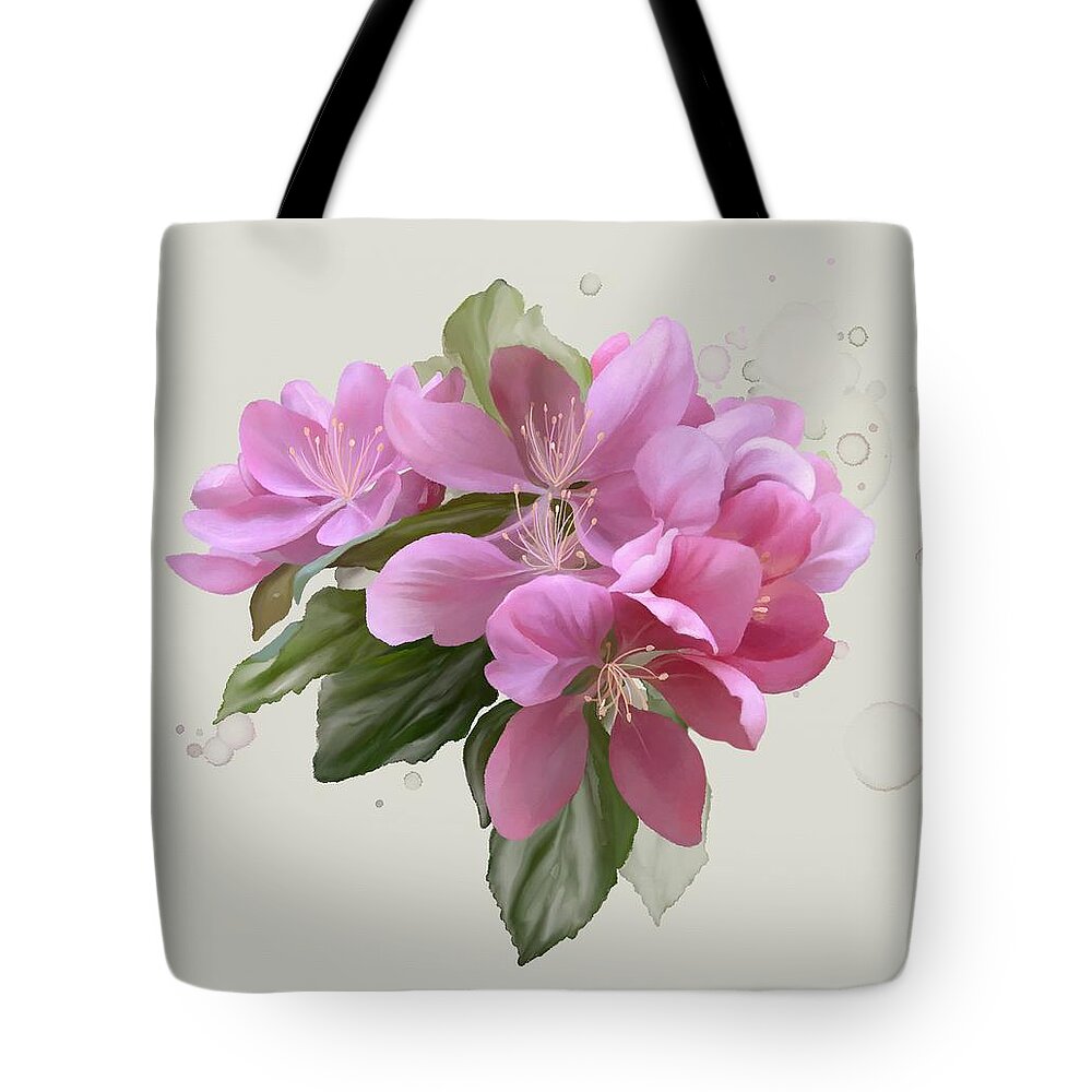  Floral Tote Bag featuring the painting Pink blossoms by Ivana Westin