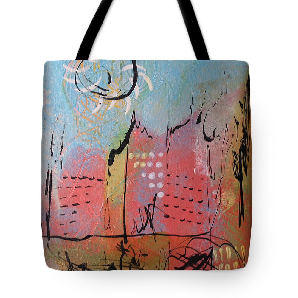 Gold Tote Bag featuring the painting Pink City by April Burton