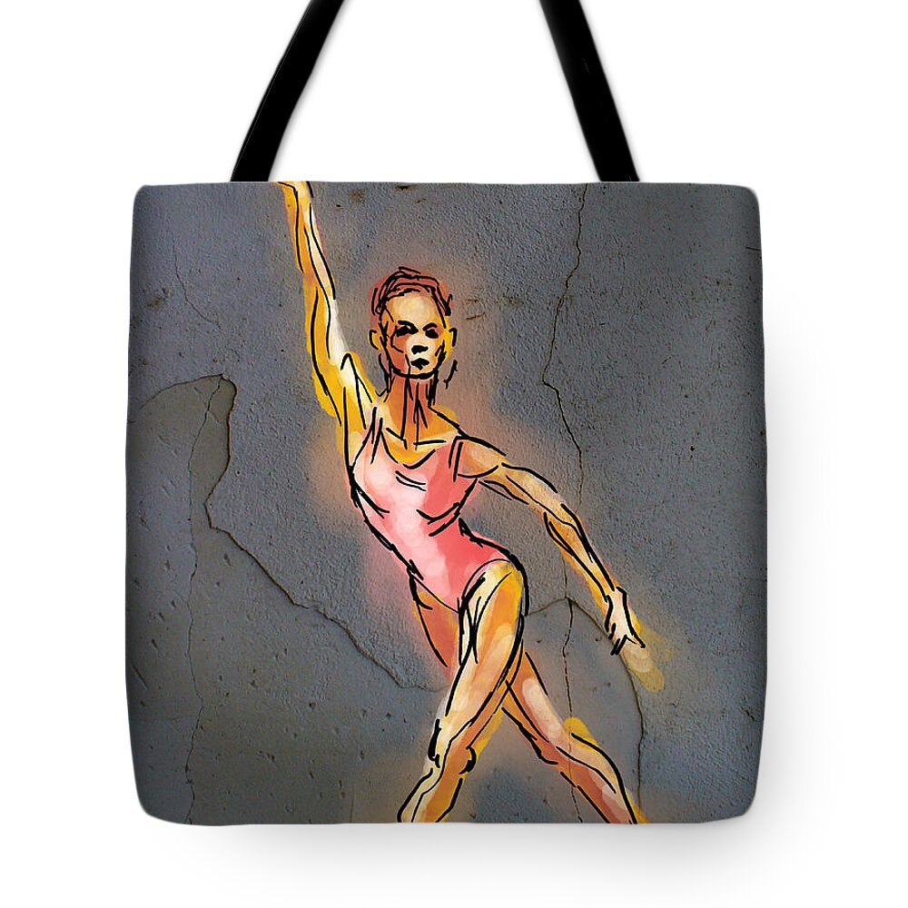 Dancer Tote Bag featuring the digital art Pink Dancer by Michael Kallstrom