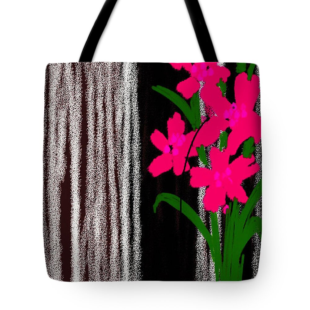Flowers Tote Bag featuring the digital art Pink flowers by Faashie Sha