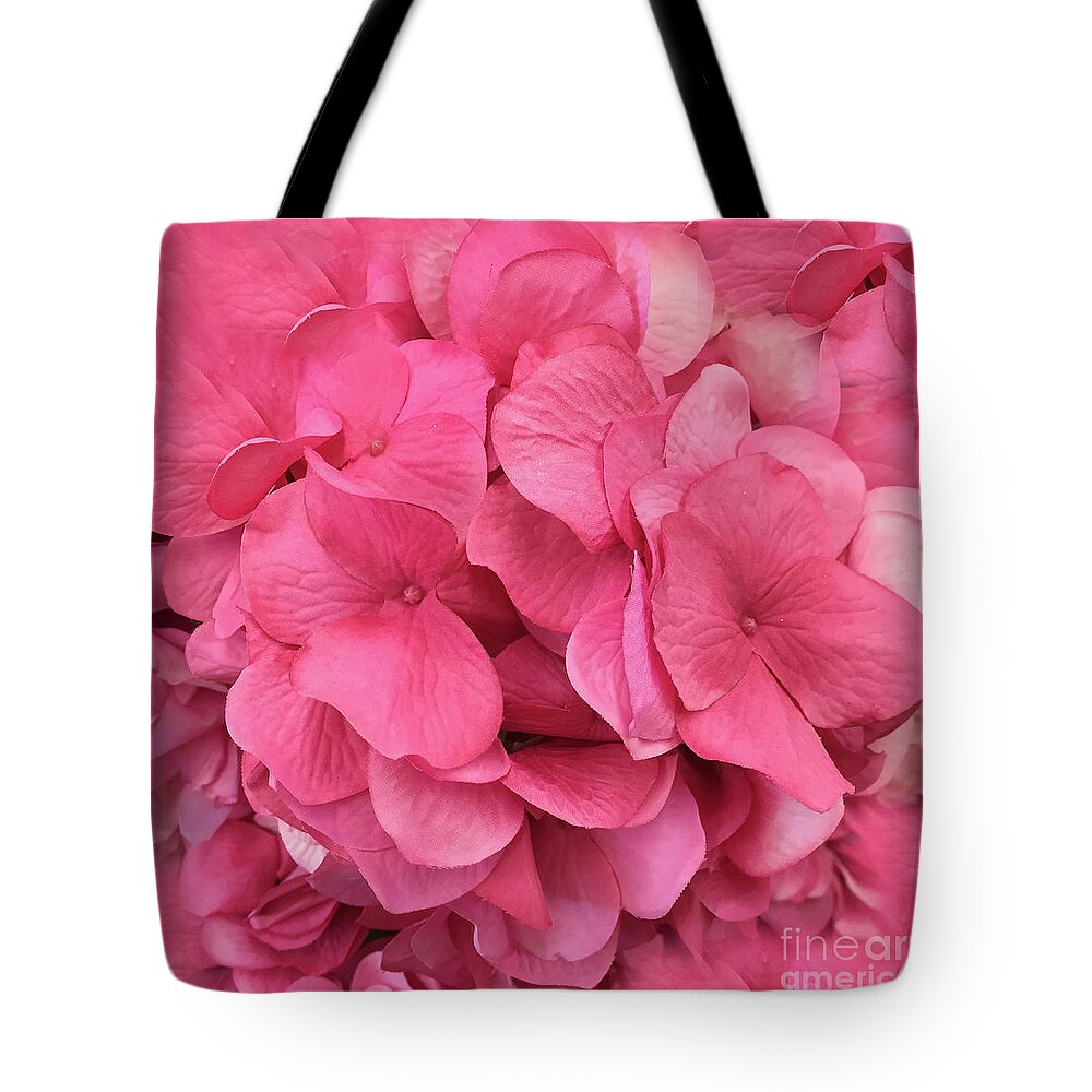 Hydrangeas Tote Bag featuring the photograph Hydrangea Floral Petals - Romantic Pink Flower Petals by Kathy Fornal