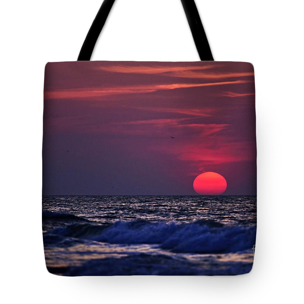 Sunrise Tote Bag featuring the photograph Pink Sun by DJA Images