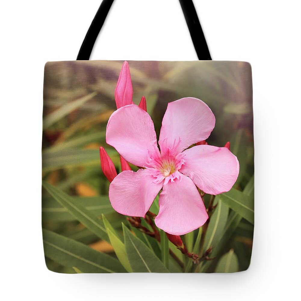 Oleander Tote Bag featuring the photograph Pink Oleander Cool Mist by Judy Vincent