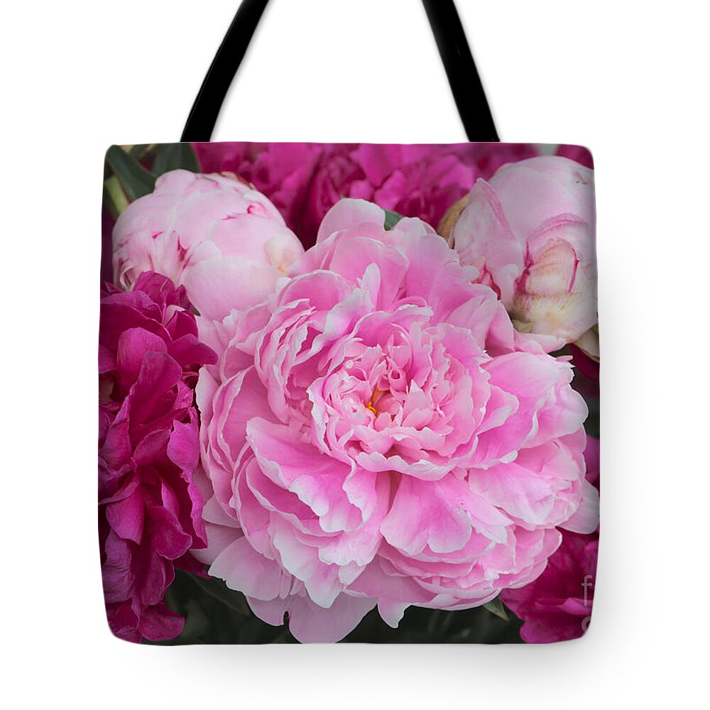 Peony Tote Bag featuring the photograph Pink Peonies by Carol Groenen