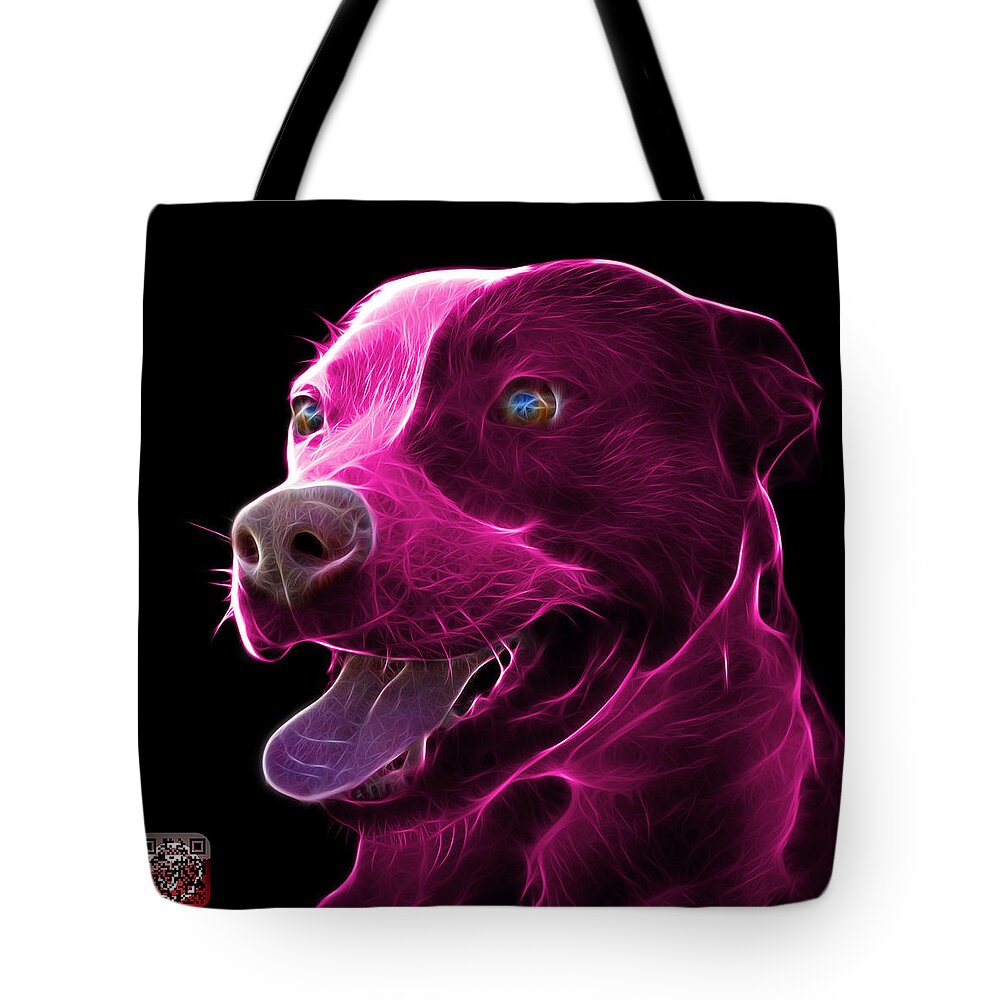 Pit Bull Tote Bag featuring the mixed media Pink Pit Bull Fractal Pop Art - 7773 - F - BB by James Ahn