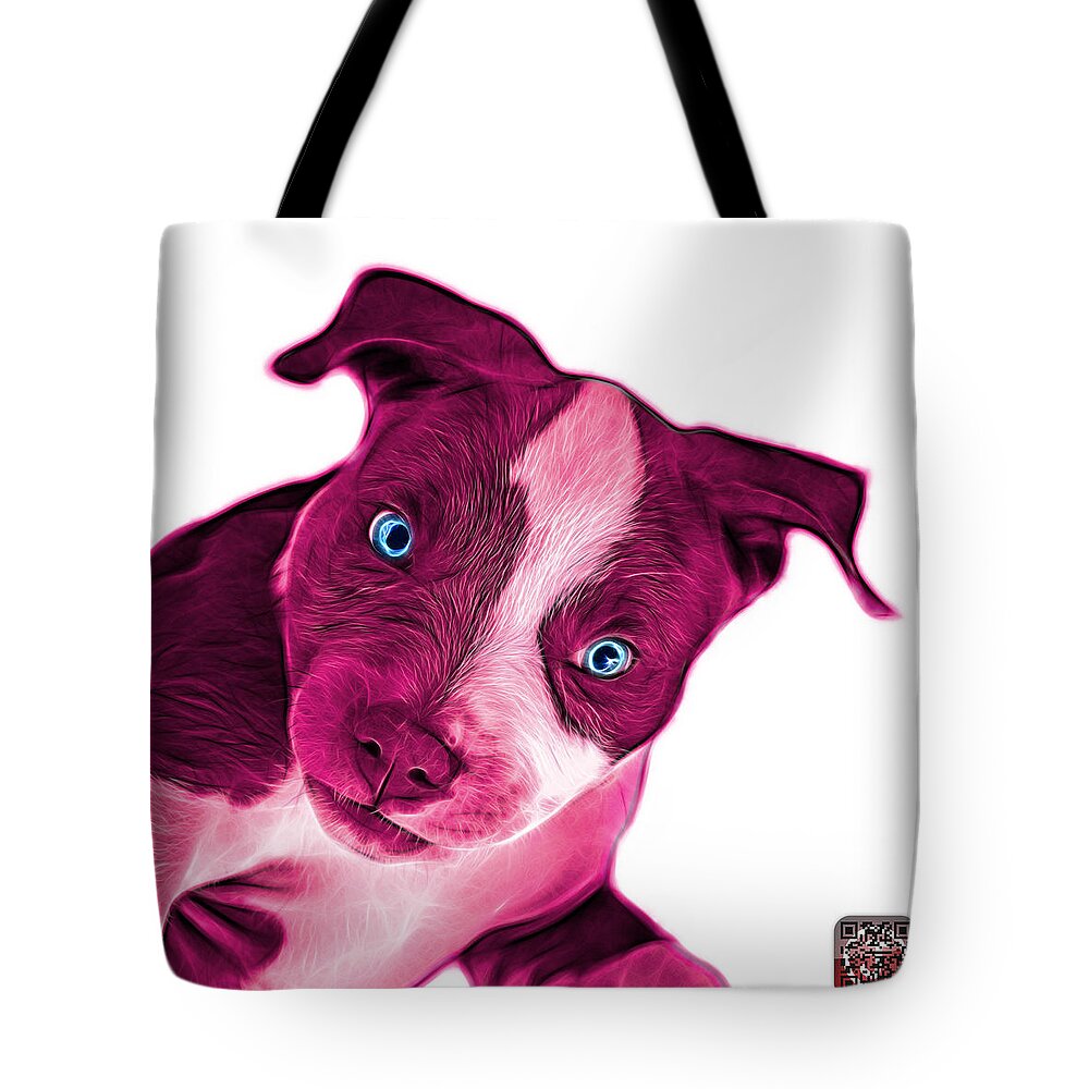 Pitbull Tote Bag featuring the painting Pink Pitbull Dog Art 7435 - Wb by James Ahn