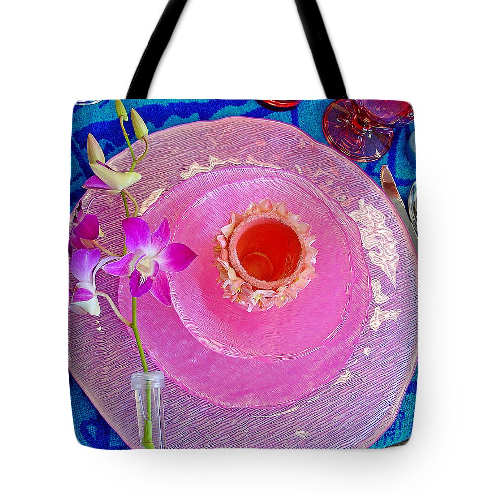 Pink Tote Bag featuring the photograph Pink Place Setting by Robert Meyers-Lussier