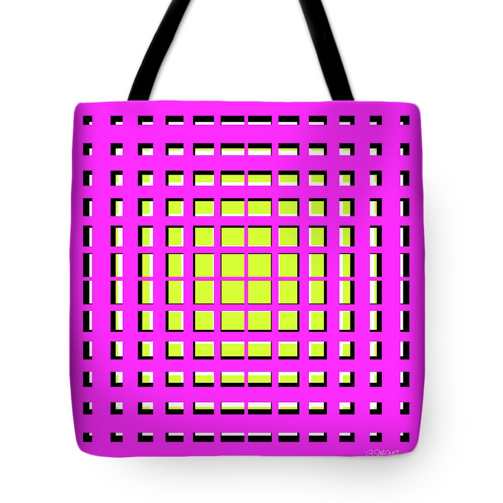 Optical Illusion Tote Bag featuring the painting Pink Polynomial by Gianni Sarcone