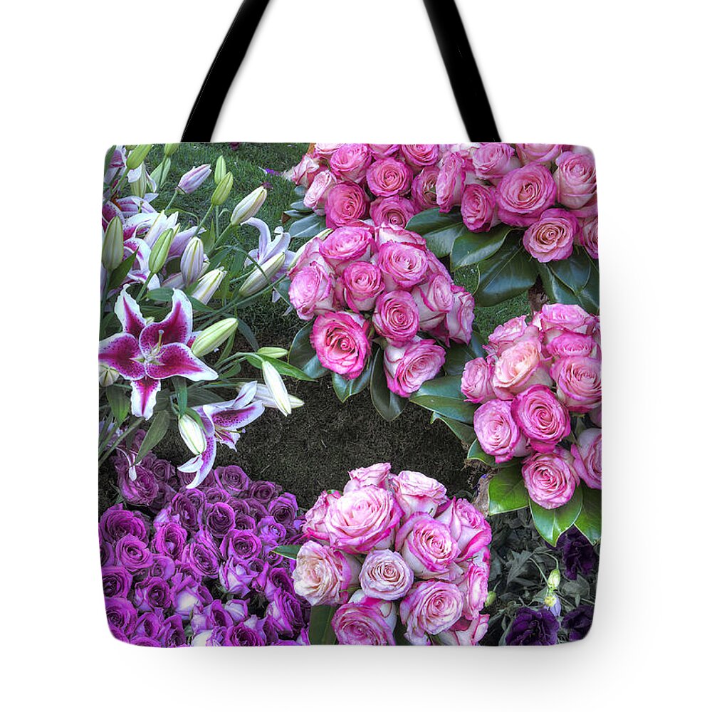 Hdr Roses Tote Bag featuring the photograph Pink, Purple and Lillies by Mathias 