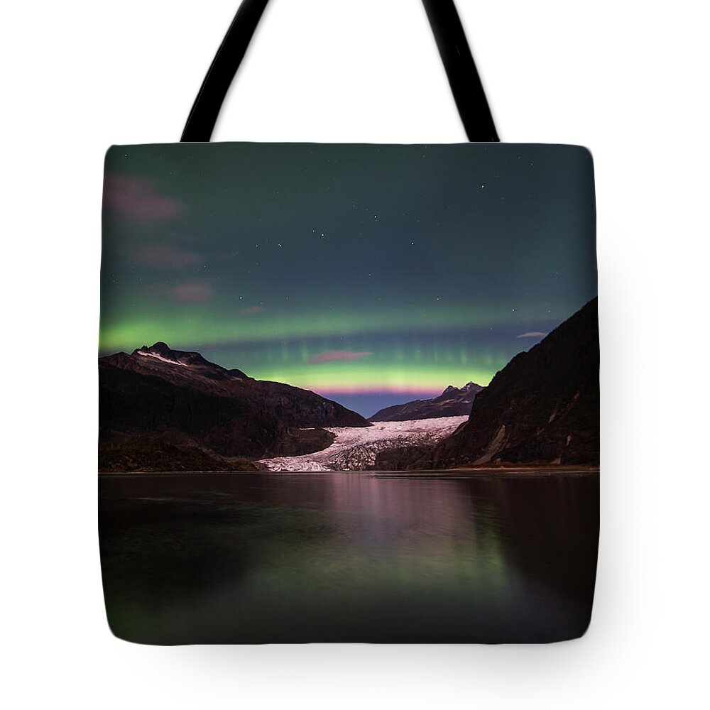 Northern Lights Tote Bag featuring the photograph Pink Rainbow by David Kirby