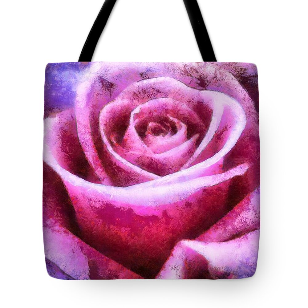 Rose Tote Bag featuring the digital art Pink Rose by Charmaine Zoe