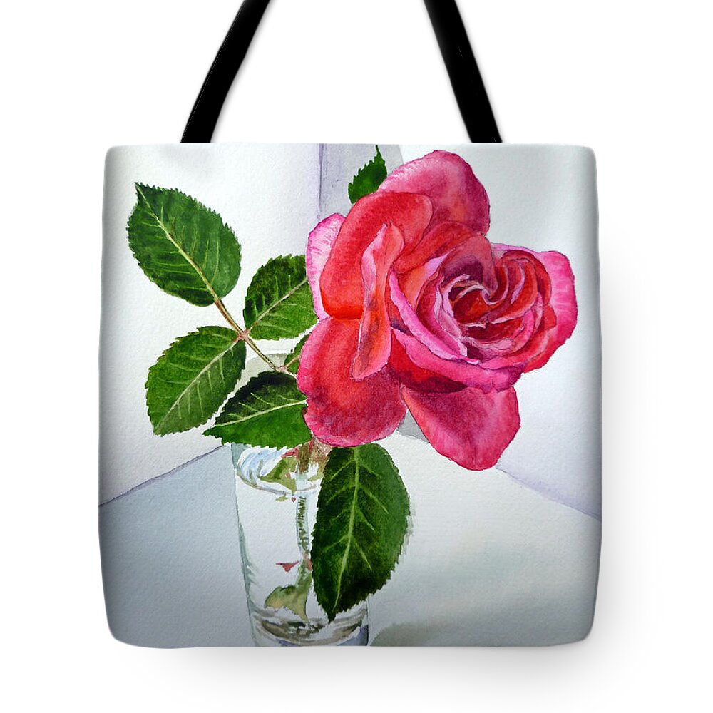 Rose Tote Bag featuring the painting Pink Rose by Irina Sztukowski