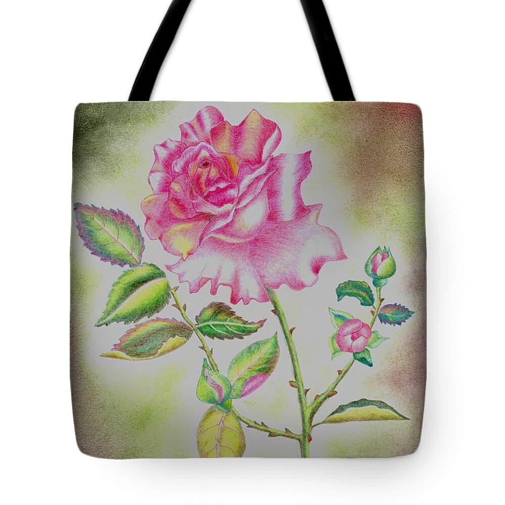 Pink Tote Bag featuring the drawing Pink beauty by Tara Krishna