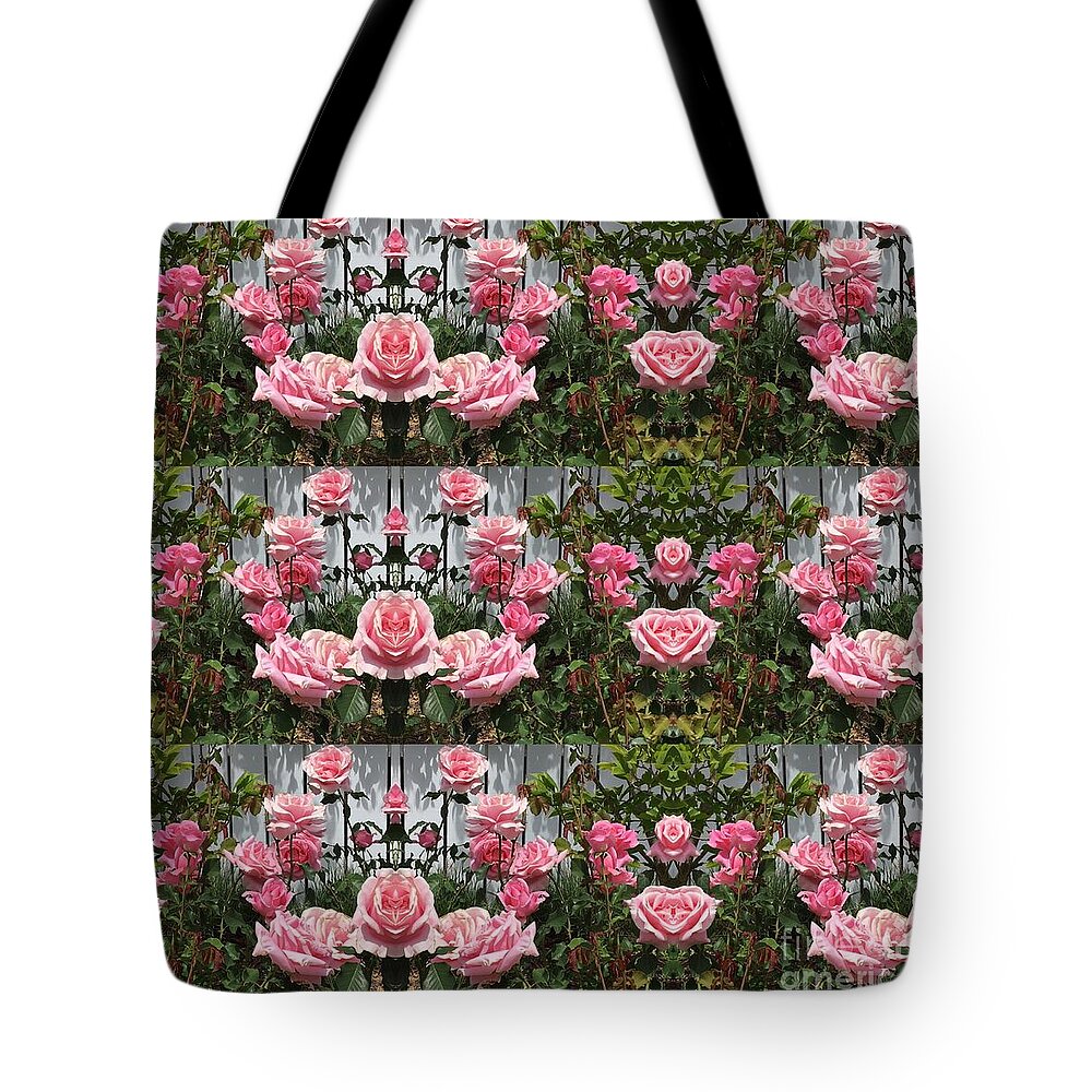 Pink Tote Bag featuring the photograph Pink Roses by Nora Boghossian
