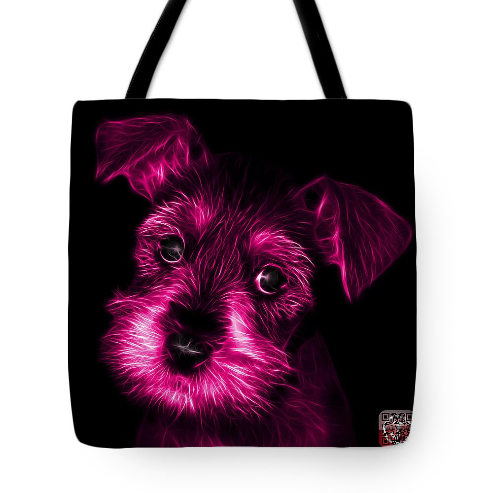 Pink Tote Bag featuring the digital art Pink Salt and Pepper Schnauzer Puppy 7206 F by James Ahn