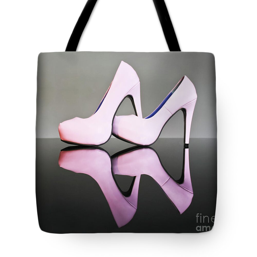 Stiletto Tote Bag featuring the photograph Pink Stiletto Shoes by Terri Waters