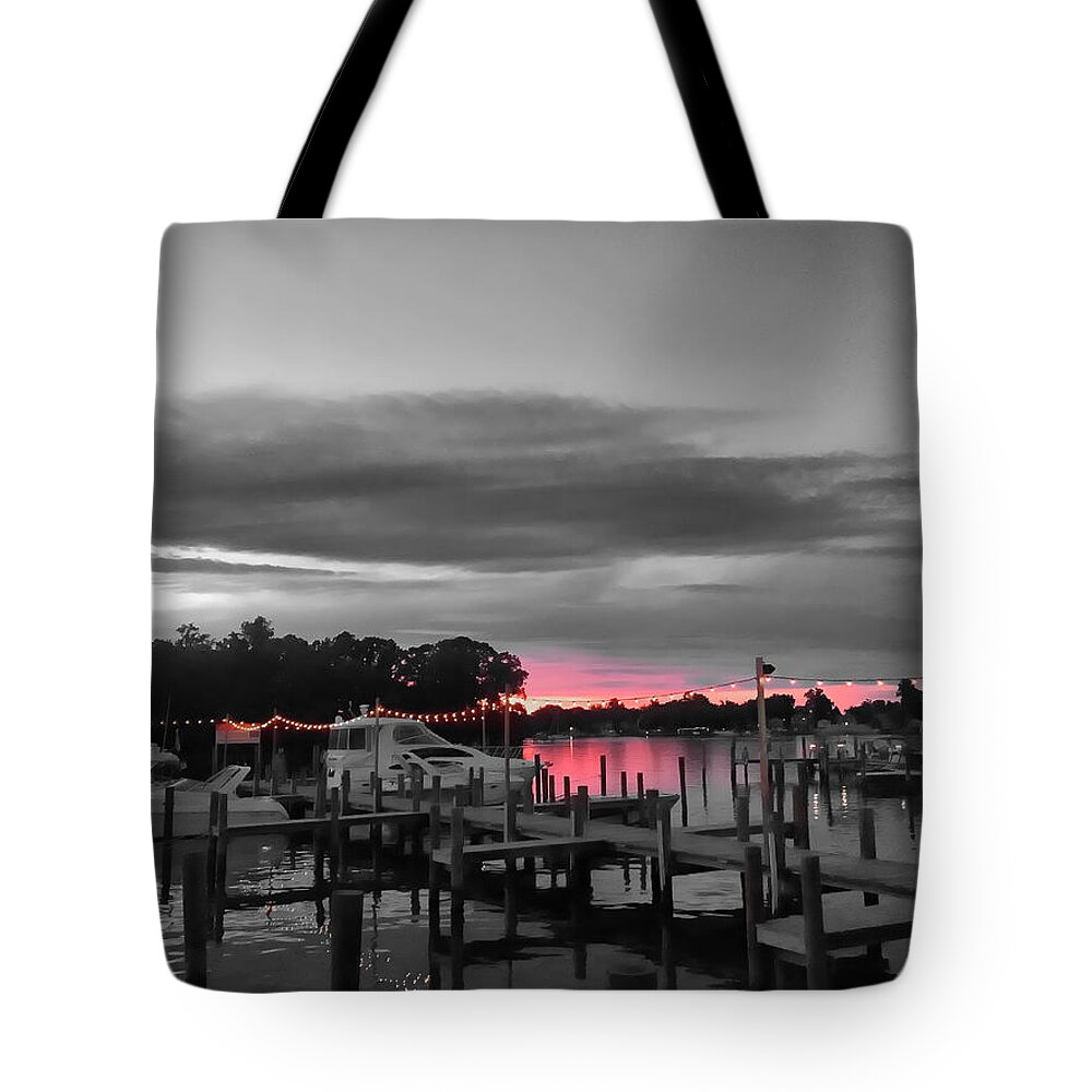Pink Tote Bag featuring the photograph Pink Sunset by Chris Montcalmo