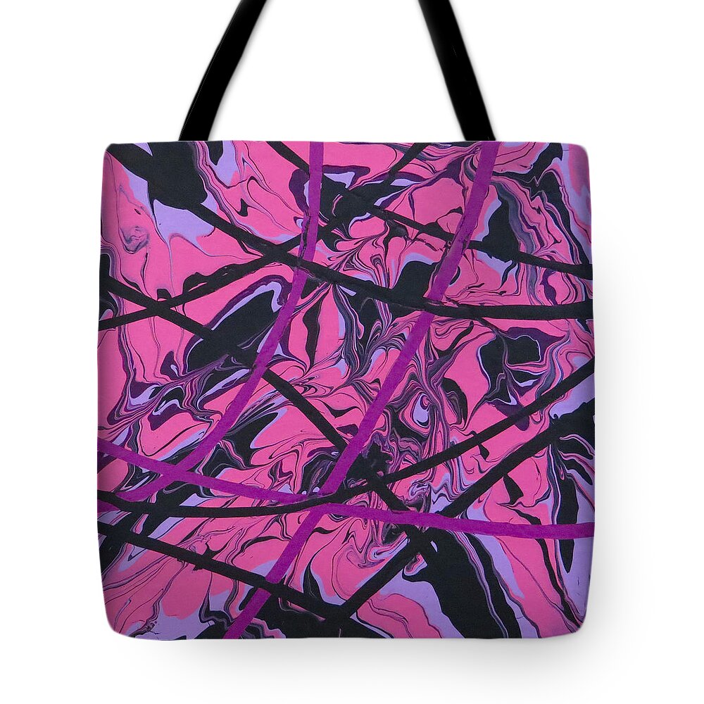 Abstract Tote Bag featuring the painting Pink Swirl by Teresa Wing