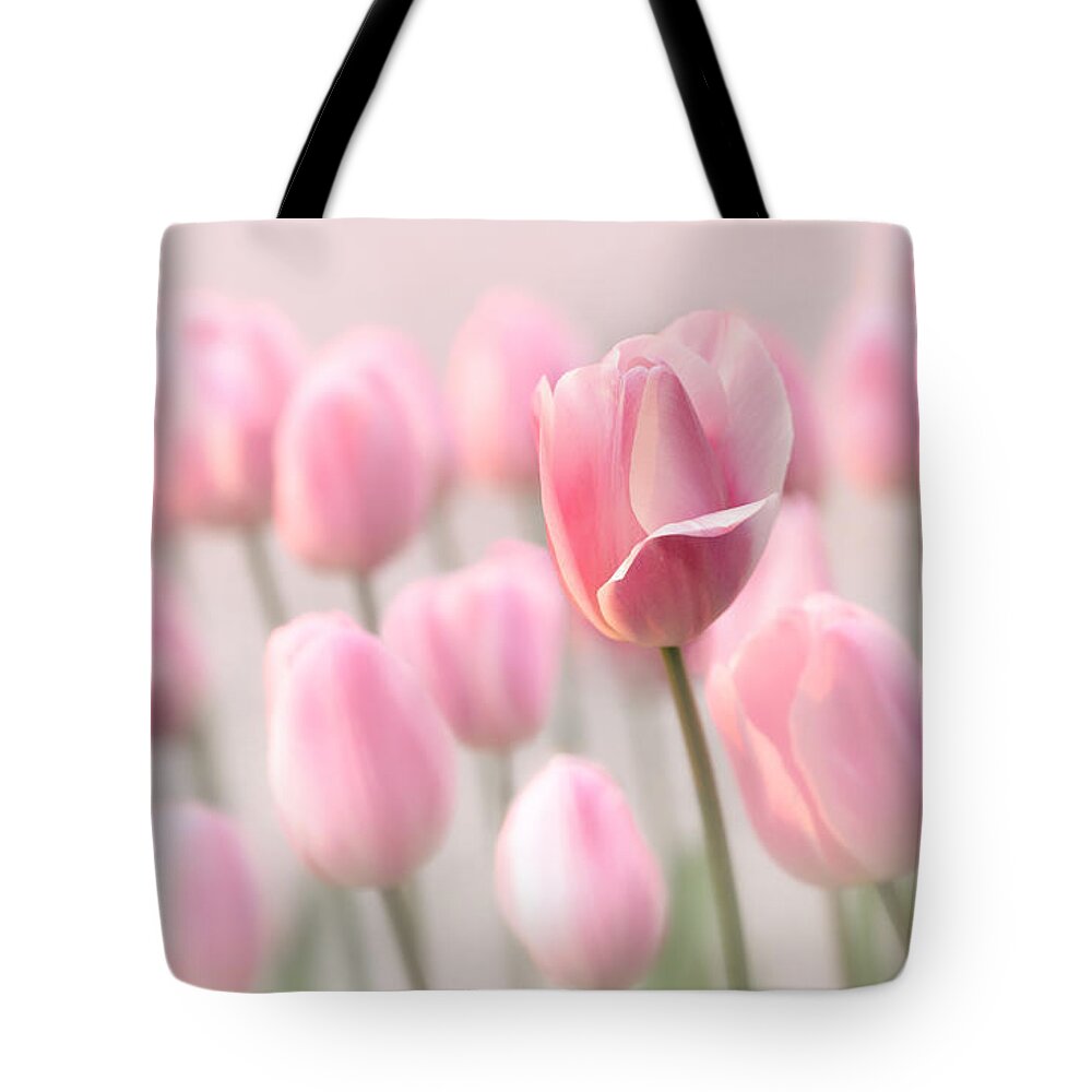 Tulip Tote Bag featuring the photograph Pink Tulip Cloud by Mary Jo Allen
