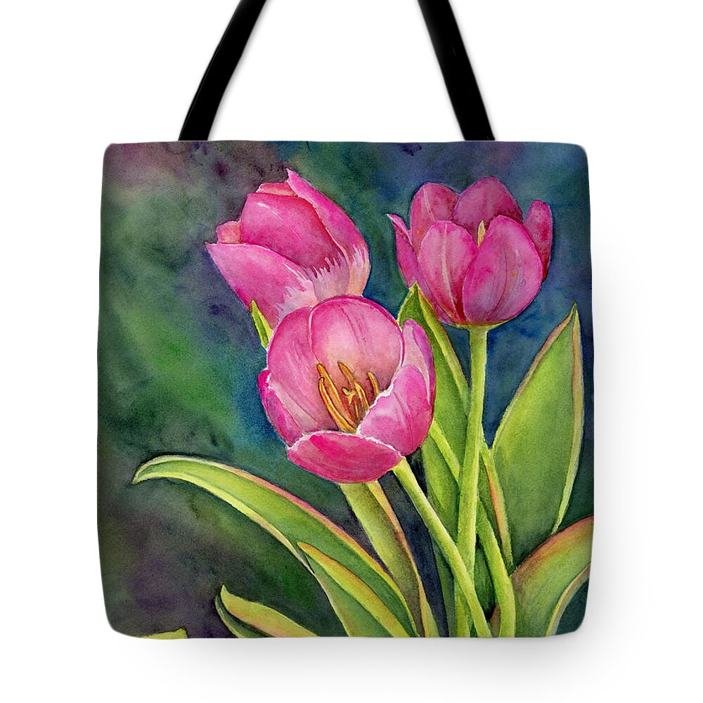 Pink Tote Bag featuring the painting Pink Tulip Twist by Amy Kirkpatrick