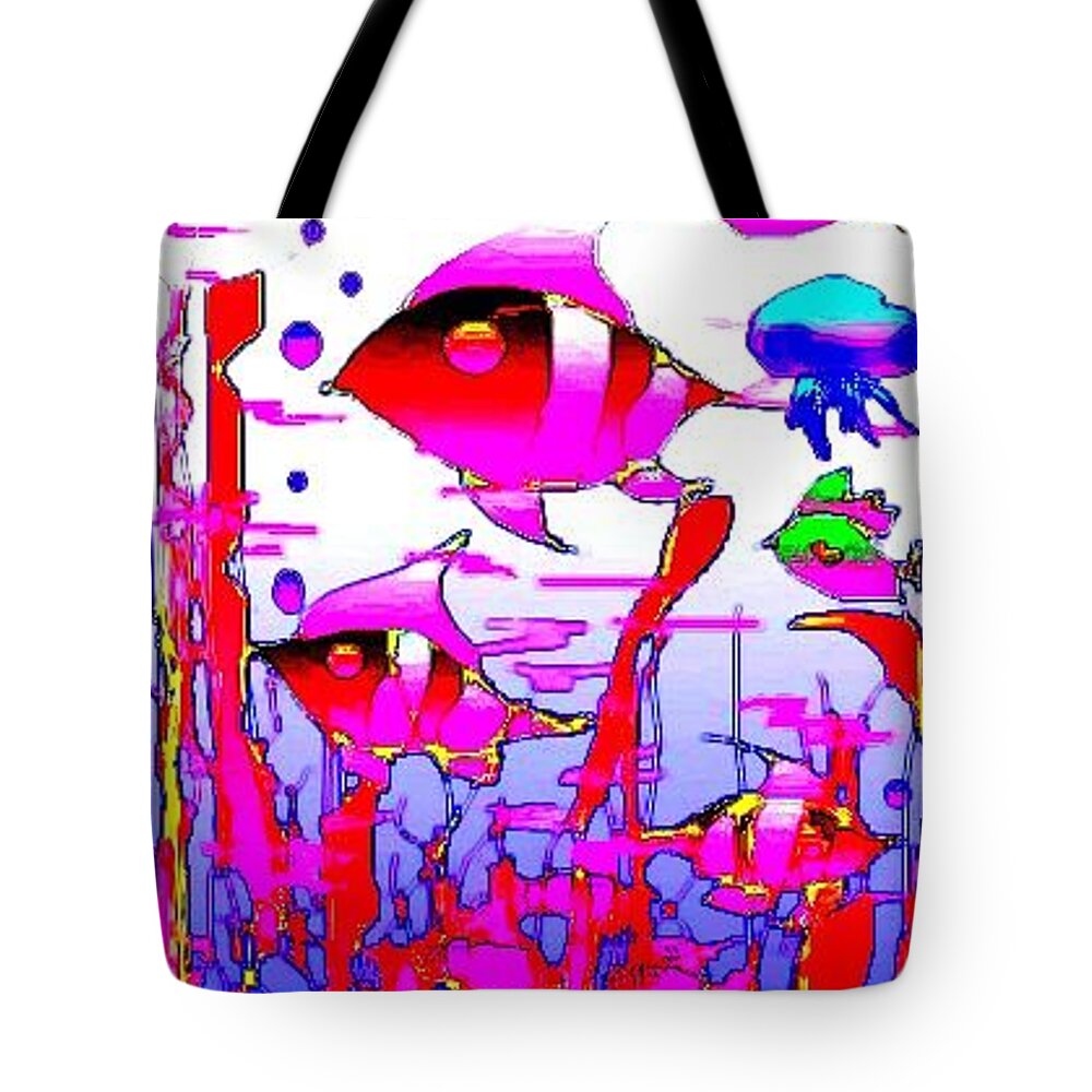 Underwater Tote Bag featuring the digital art Pink Underwater by Rae Chichilnitsky