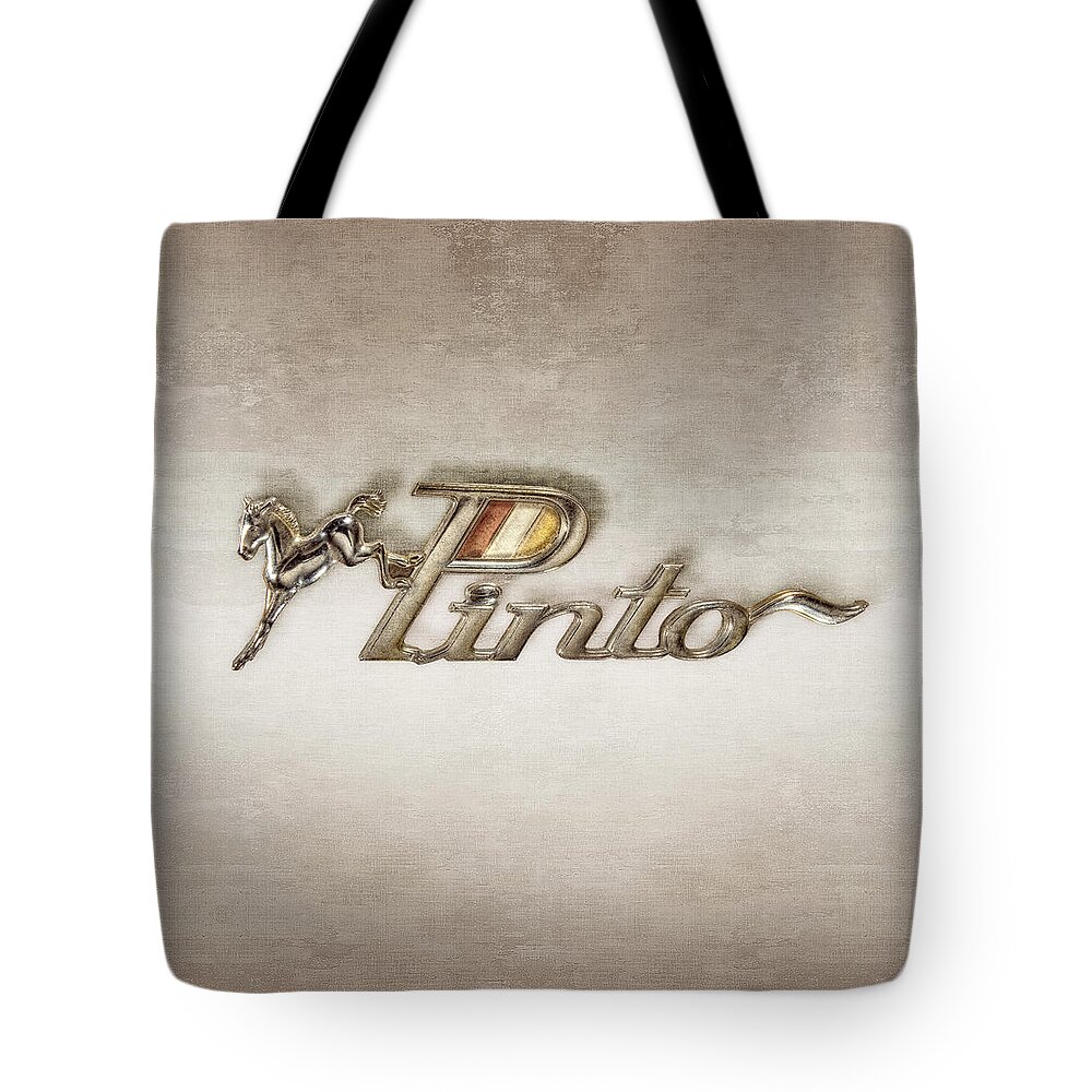Automotive Tote Bag featuring the photograph Pinto Car Badge by YoPedro