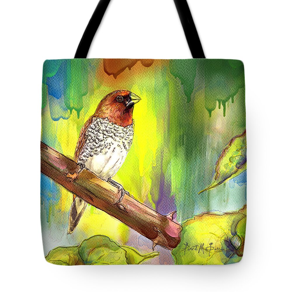 Bird Tote Bag featuring the painting Pinzon Canella by Janet Garcia