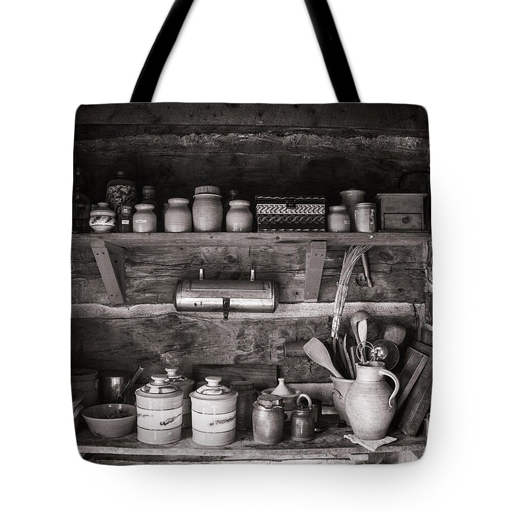 Pioneers Tote Bag featuring the photograph Pioneer Herbs, Spices and Crockery by Steven Parker