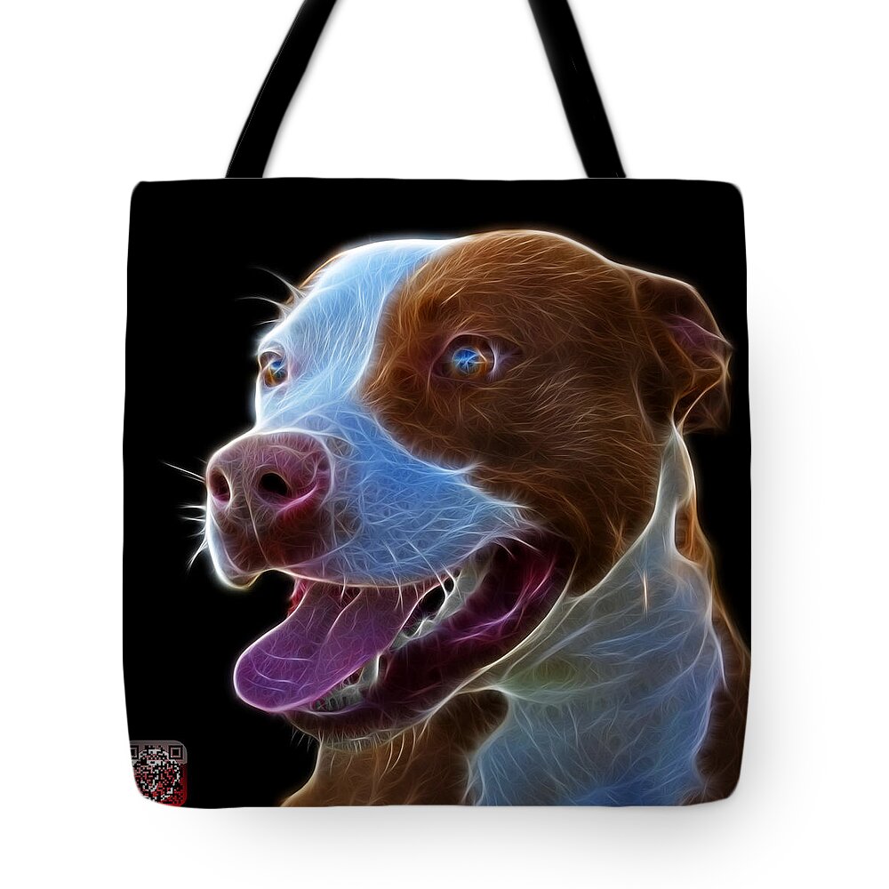 Pit Bull Tote Bag featuring the mixed media Pit Bull Fractal Pop Art - 7773 - F - BB by James Ahn