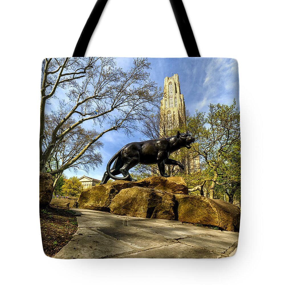 Cathedral Of Learning Tote Bag featuring the photograph Pitt Panther Cathedral of Learning by Thomas R Fletcher