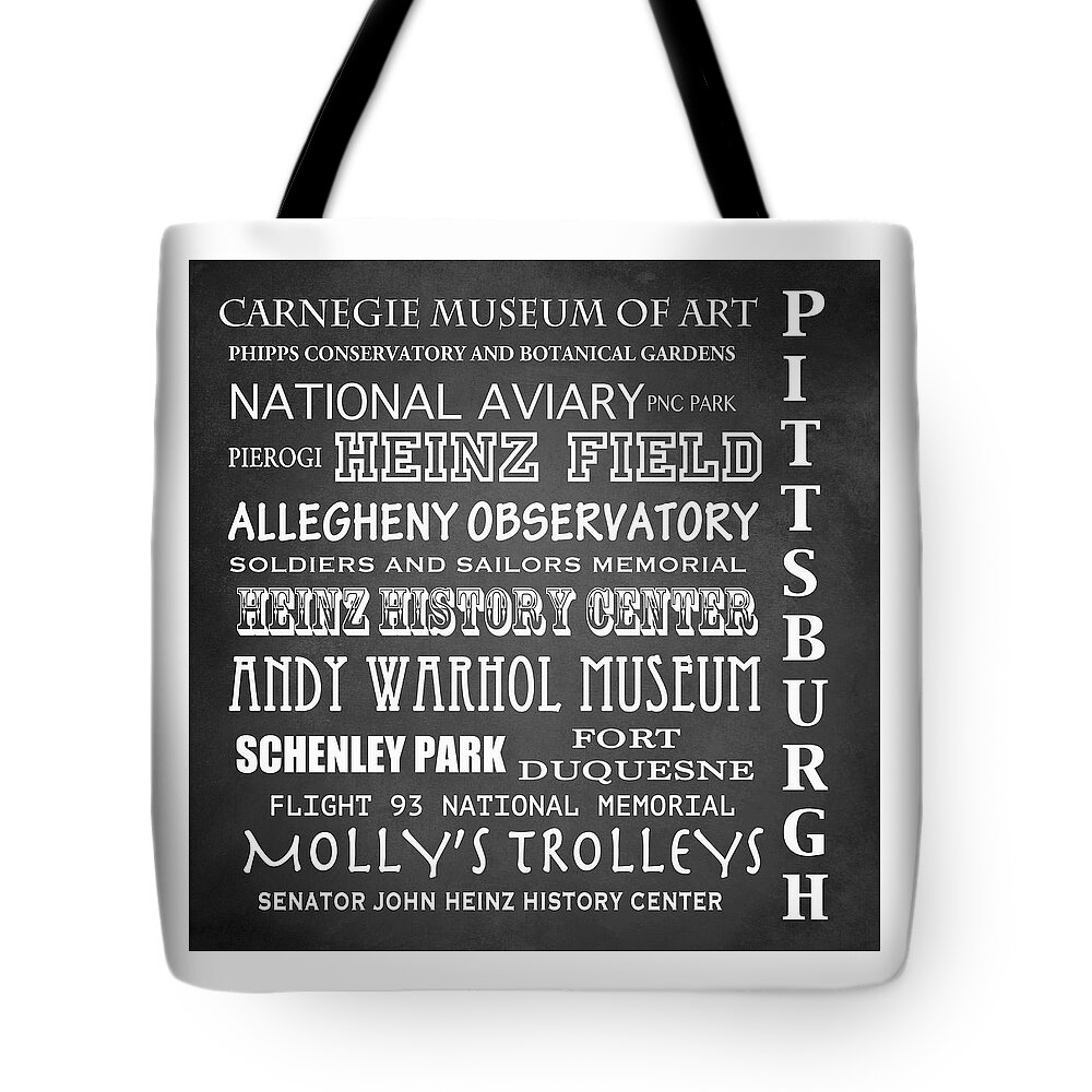 Pittsburgh Tote Bag featuring the digital art Pittsburgh Famous Landmarks by Patricia Lintner