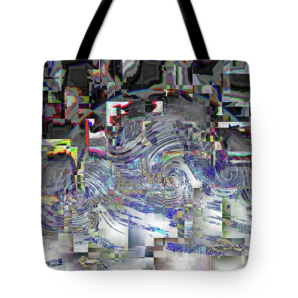 Pixel Tote Bag featuring the digital art Pixel Crash by Eva-Maria Di Bella