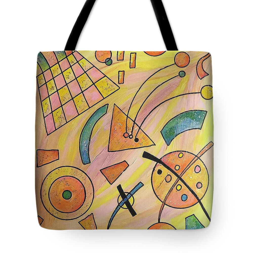 Tribute To Kandinsky Wall Art Tote Bag featuring the painting Pizza Parlor by Laurie's Intuitive