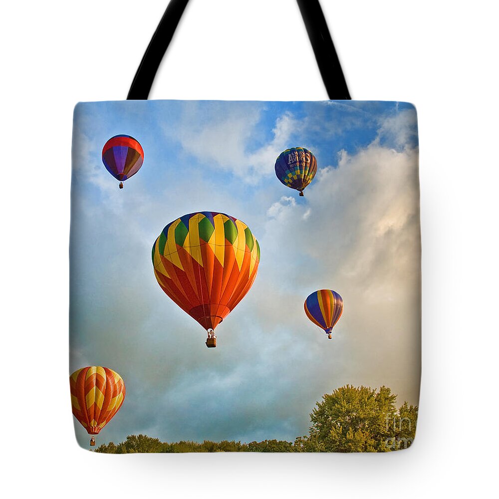 Hot Air Balloon Tote Bag featuring the photograph Plainville Balloons 2 by Edward Sobuta