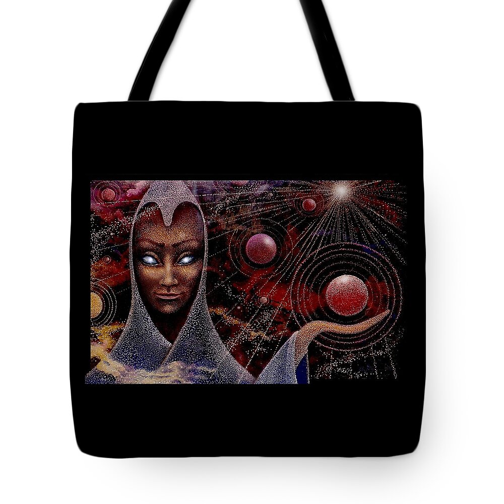 Creator Angel Tote Bag featuring the painting Planet Creator by Hartmut Jager