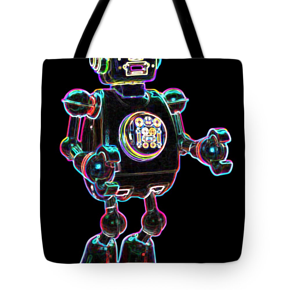 Robot Tote Bag featuring the digital art Planet Robot by DB Artist
