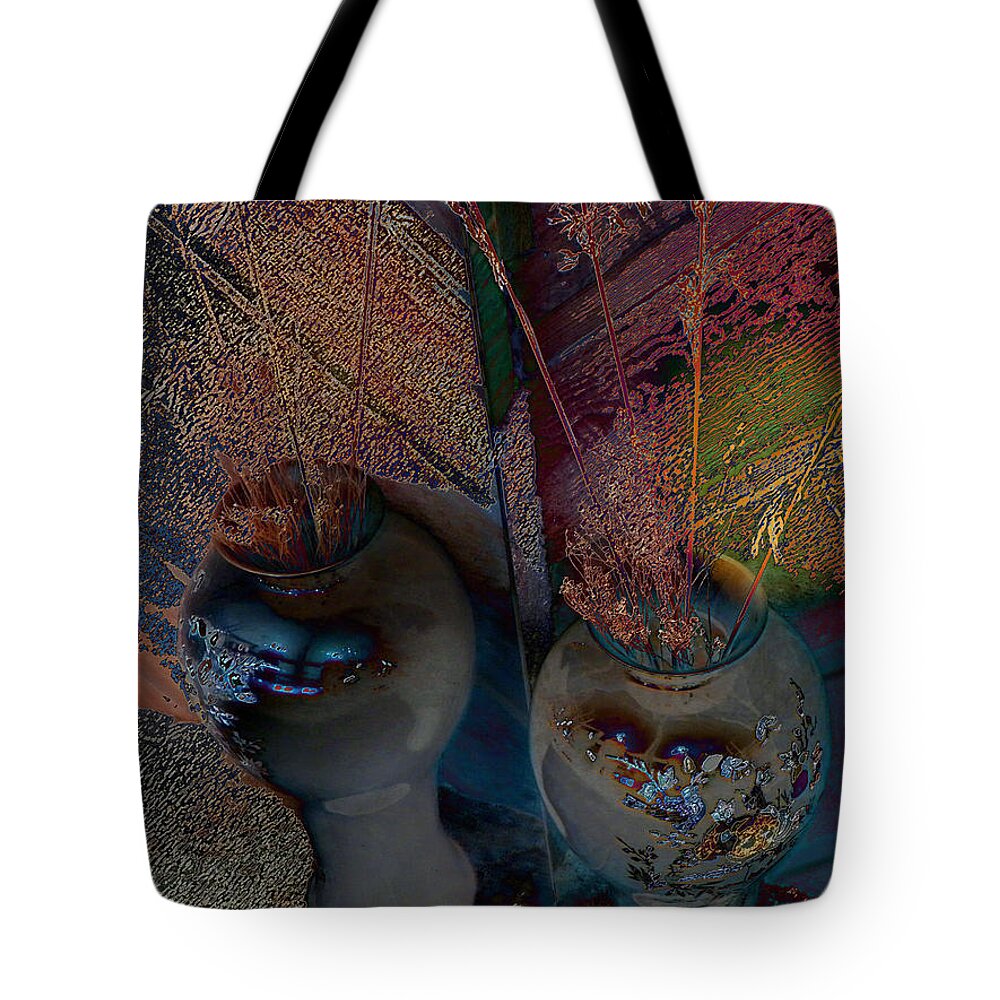 Abstract Tote Bag featuring the photograph Plants in the Mirror by Lenore Senior