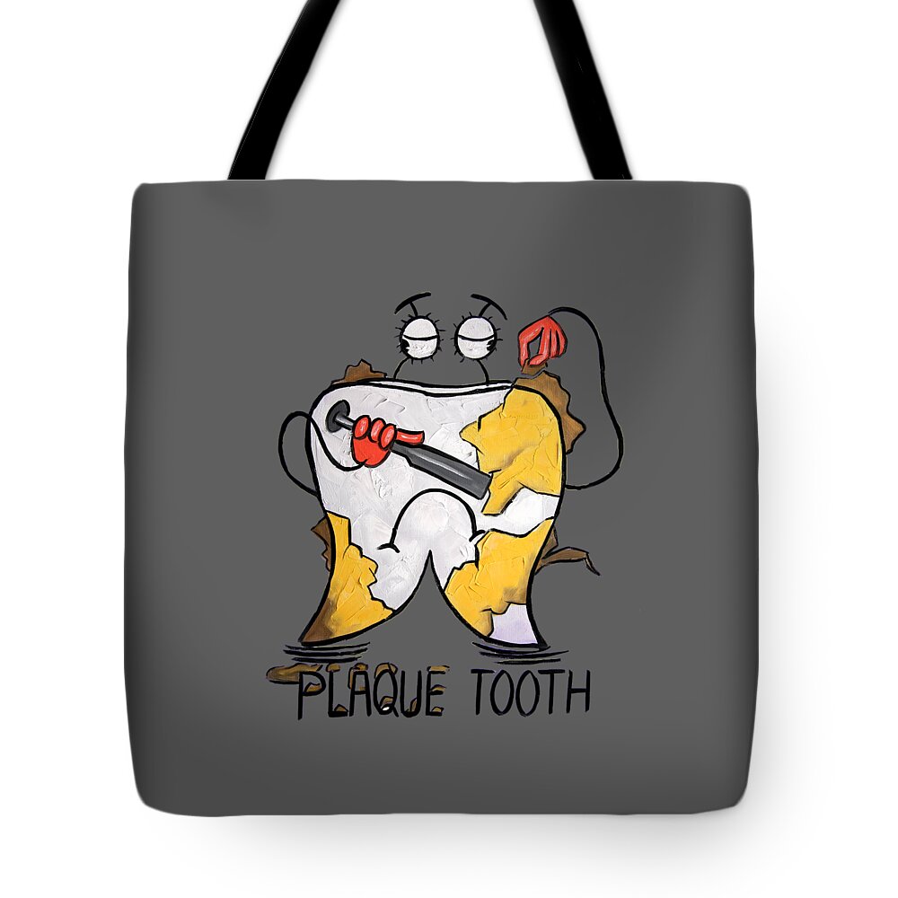 Plaque Tooth T-shirt Tote Bag featuring the painting Plaque Tooth T-shirt by Anthony Falbo