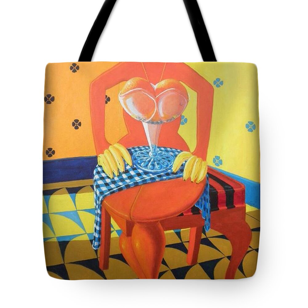 Optical Illusion; Visual Pun; Alternative Reality; Double Imagery; Anthropomorphic Perception; Tote Bag featuring the painting Plausible Arrangements In Anthropomorphic Possibilities by David G Wilson