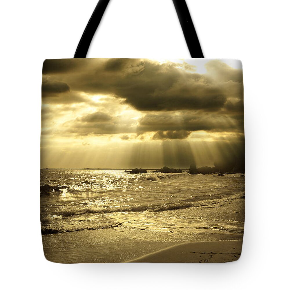 Beach Tote Bag featuring the photograph Playa De Oro by Acropolis De Versailles