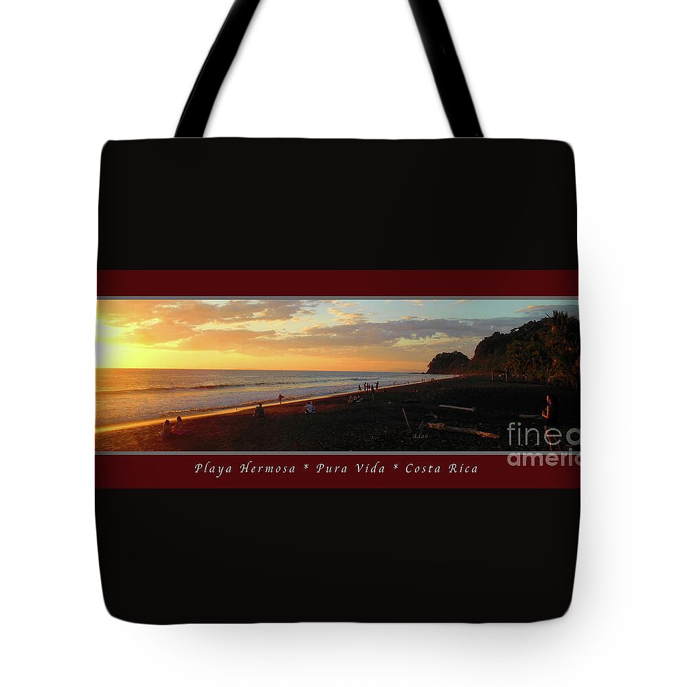Costa Rica Tote Bag featuring the photograph Playa Hermosa Puntarenas Costa Rica - Sunset A One Panorama Poster Greeting Card by Felipe Adan Lerma