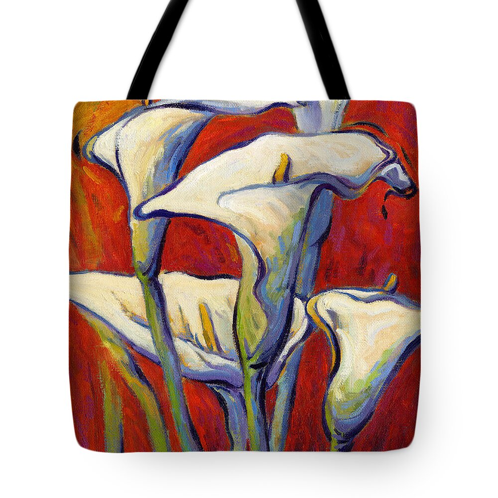 Flowers Tote Bag featuring the painting Playful Calas 2 by Konnie Kim