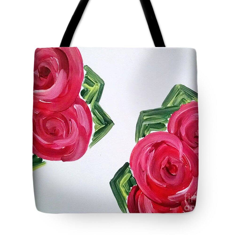 Peonies Pink Tote Bag featuring the painting Playful Peonies by Jilian Cramb - AMothersFineArt