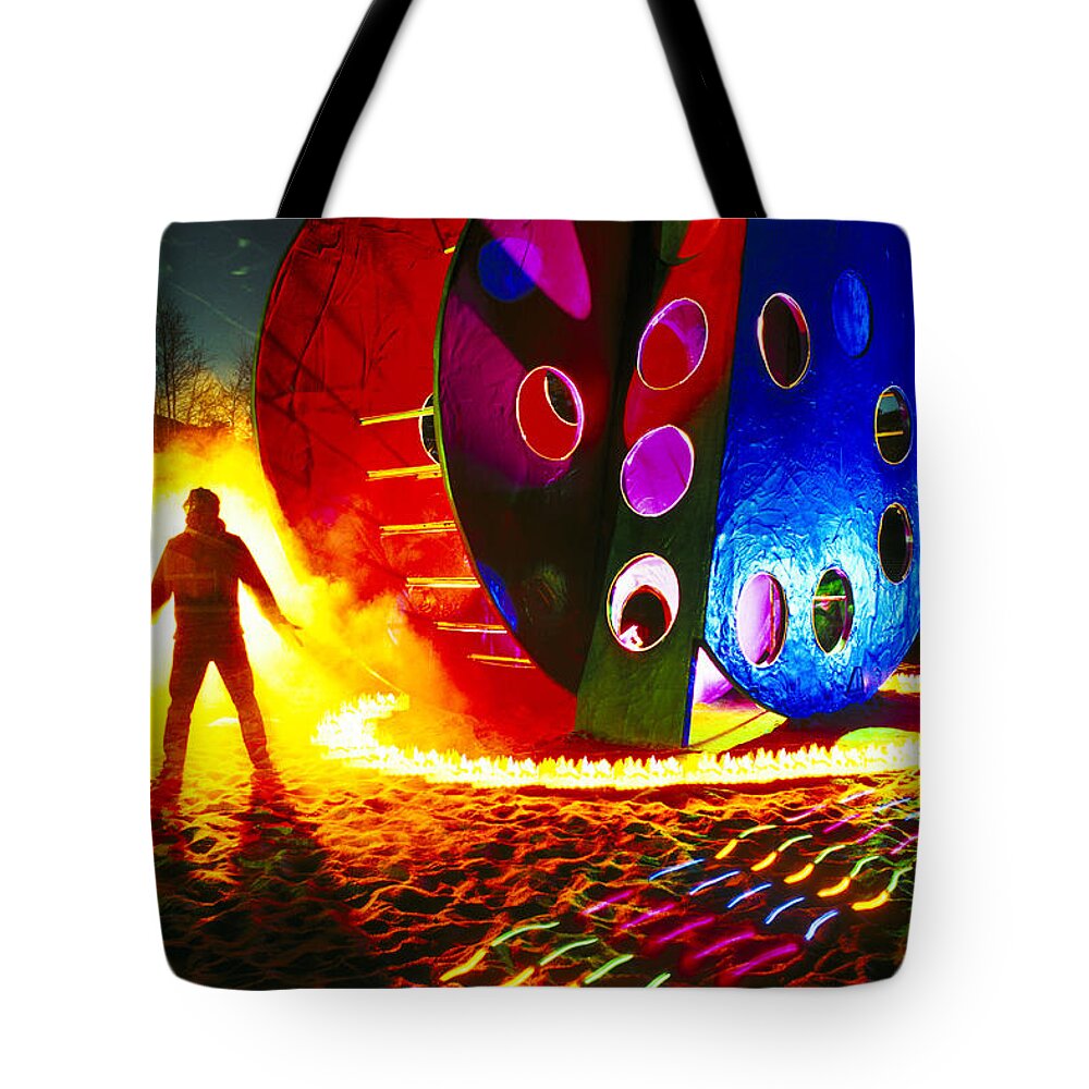 Night Photography Tote Bag featuring the photograph Playground by Garry Gay